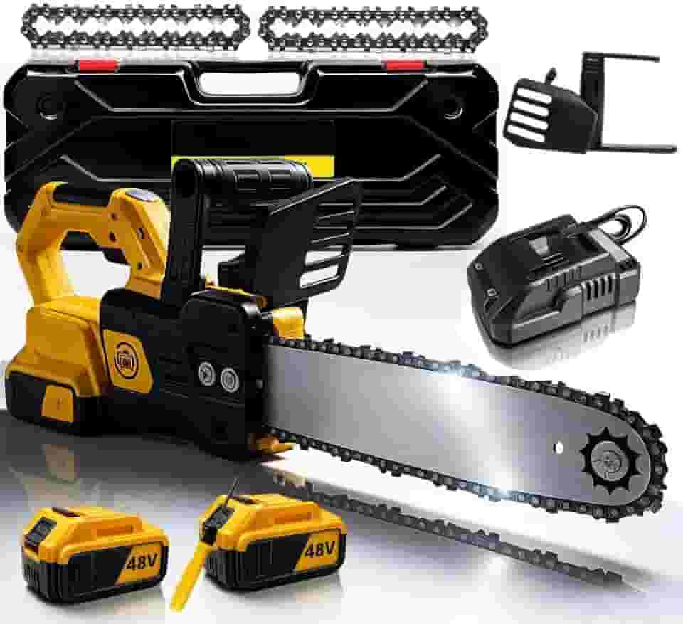 Moto Serra Profissional 2x Baterias 48v Bivolt 3000w Sem Fio…Moto serra profissional com 2 baterias de 48V, bivolt e potência de 3000W. Ideal para cortes precisos em madeiras e podas. Sem fio