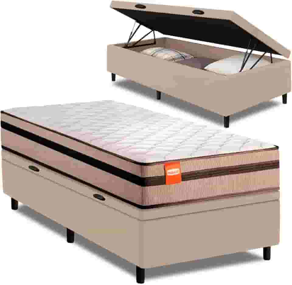 Cama Box Baú Solteiro Molas Ensacadas Bali 88x188x63cm