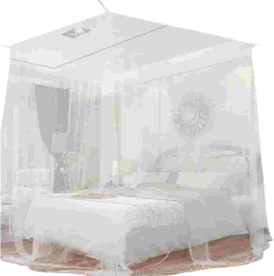 Genérico Mosquiteiro De Teto Para Cama De Casal Queen Super King, Branco, 200 x 205 x 240 cm