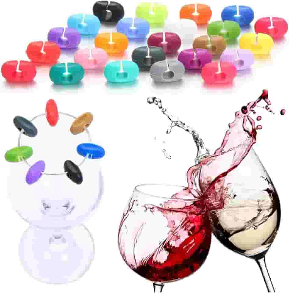 Marcador De Taça Para Vinhos Copos Taças 24 Peças em silicone