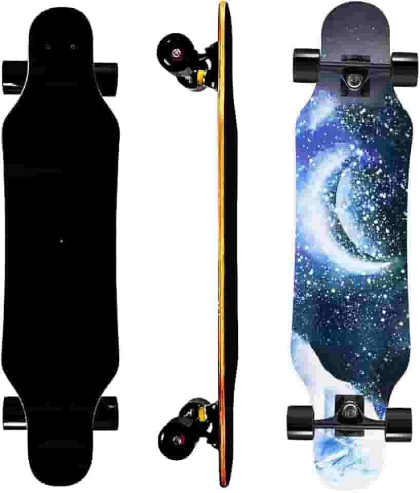 Mini Cruiser Longboard, skate de roda larga de 78 cm, skate estável para iniciantes e fácil de controlar, adequado para passeios em parques e ruas, padrão de chama exclusivo