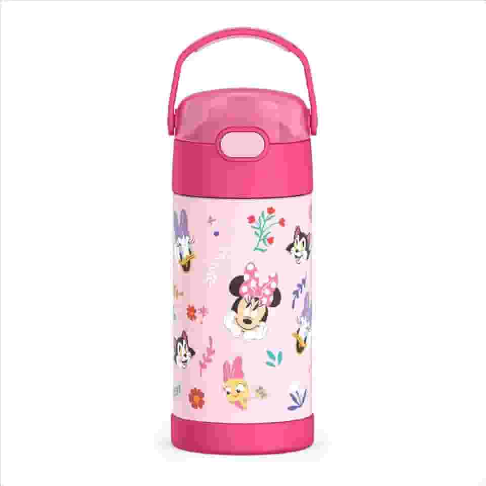 THERMOS Garrafa de palha infantil com isolamento a vácuo de aço inoxidável FUNTAINER, Minnie Mouse