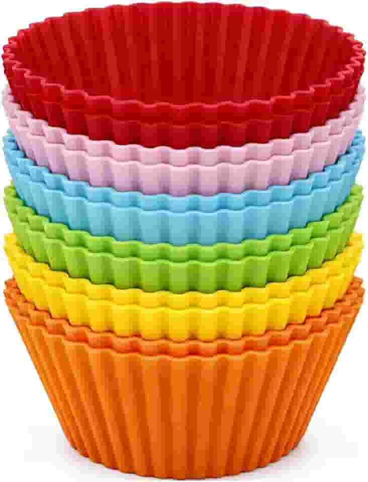 Kit 12 Formas de Silicone para Cupcake, Muffin, Bolinho, Assadeira, Air Fryer, Cores Variadas, Resistente a Temperatura, Forminhas, Livre de BPA – Qualidade Premium