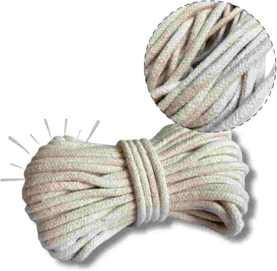 Corda para secador de roupas e varal 100% Algodão 15m x 5mm, Trançada Resistente, Alta Durabilidade, Secagem Segura