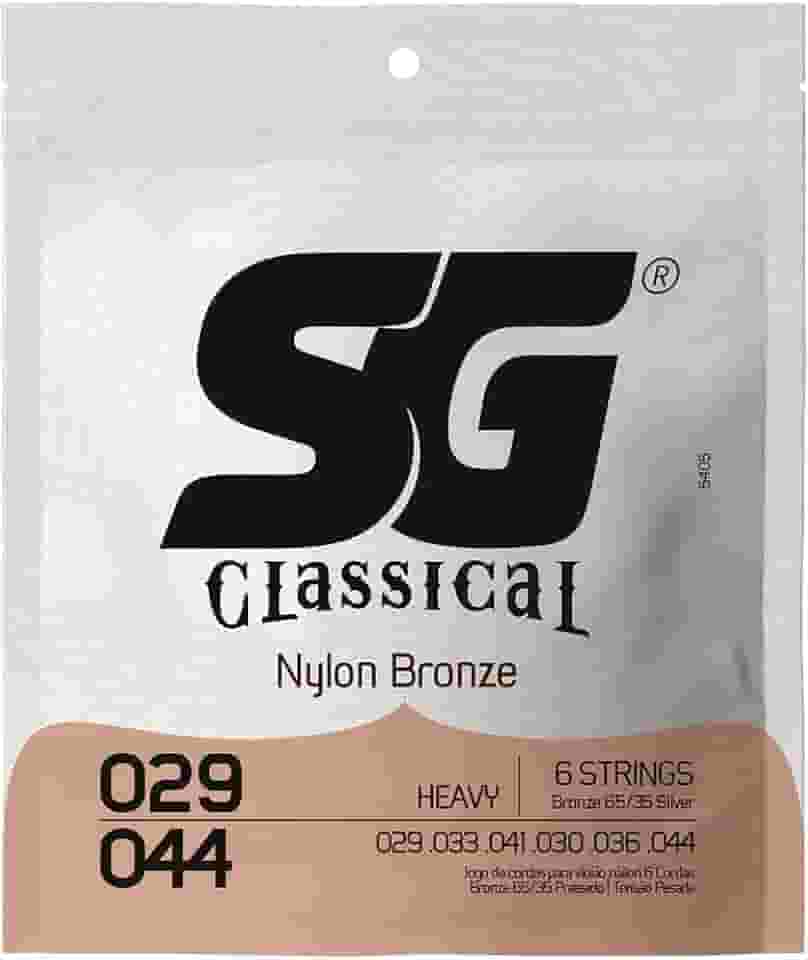 Encordoamento SG Nylon Bronze 65 35/Prata Tensão Alta Pesada para Violão