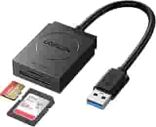 UGREEN Leitor de cartão SD USB 3.0 Leitor de cartão de memória flash de slot duplo TF SD Micro SD SDXC SDHC MMC RS-MMC Micro SDXC Micro SDHC UHS-I para Mac Windows Linux Chrome Leia 2 cartões