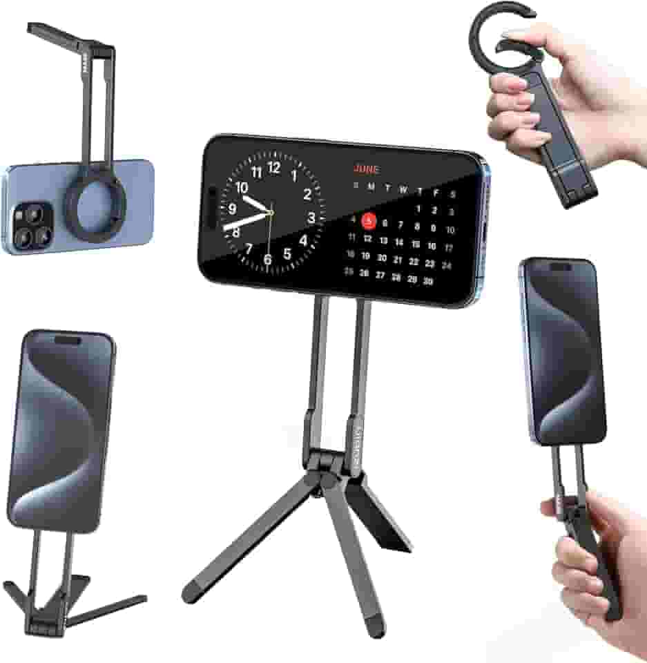 ULANZI MA30 Magnetic Phone Tripod Stand for iPhone - Aluminium Maglock Smartphone Mini Tripod Pocket Cell Phone Stand Dual-Sided Magnet Quick Mount