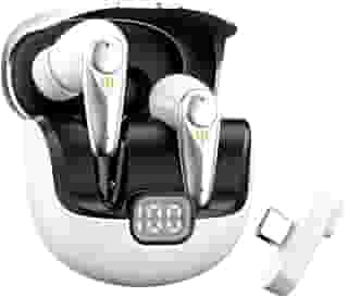 Basike Fone de Ouvido Sem Fio Bluetooth 5.4, Headset Gamer Intra-Auricular com Áudio Hi-Fi, Mic ENC, Display LED, 40H de Bateria – Para Jogos, Streaming e Dia a Dia – Branco