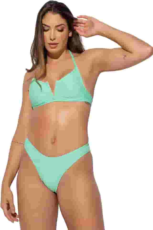 Biquíni Aro V Textura Asa Delta Fio Duplo Cintura Alta MVB Modas