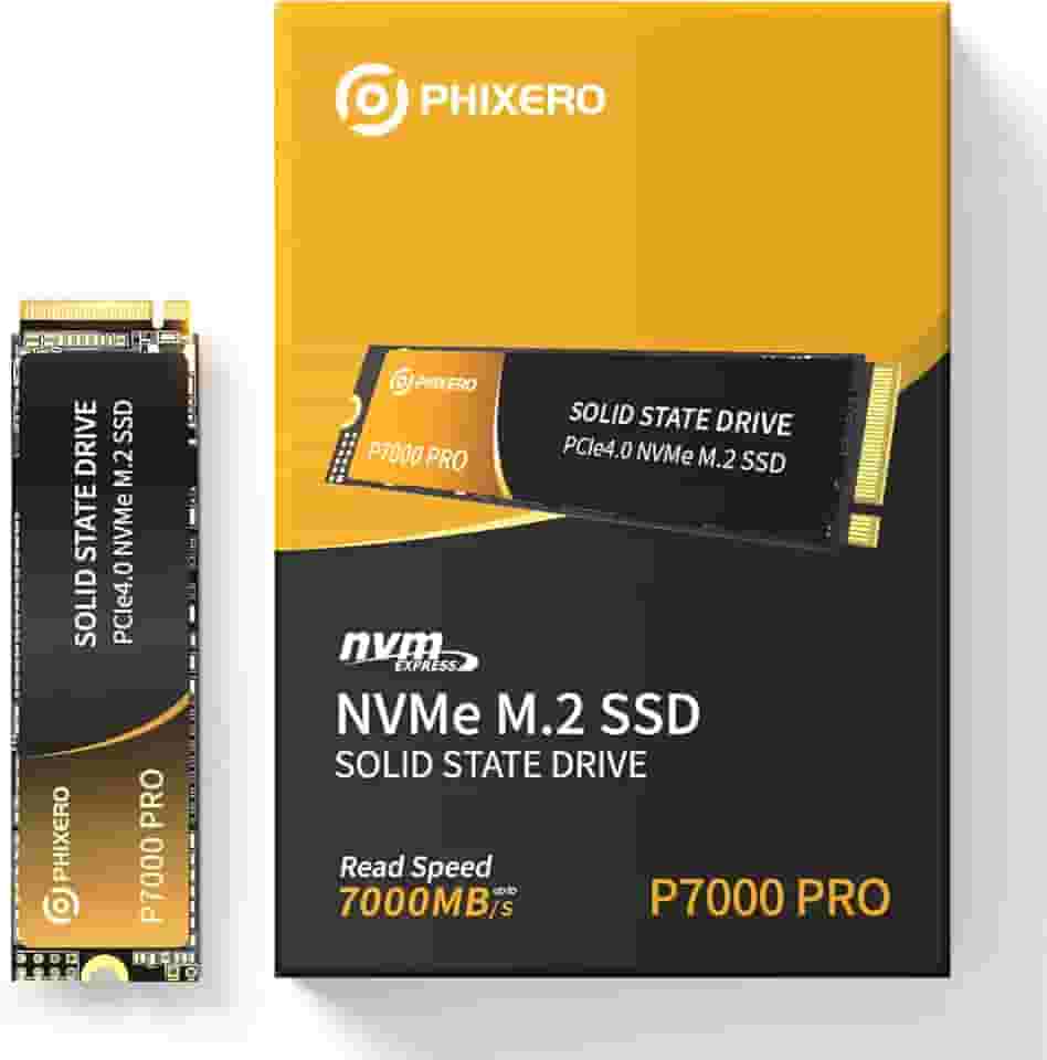 PHIXERO SSD NVMe P7000PRO 2TB, PCIe Gen4x4, M.2 2280, Velocidade de Leitura até 7000 MB/s, Unidade de Estado Sólido Interna para Jogos PS5