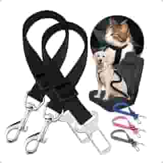 Kit 2 Cintos de Segurança para Pets Ajustáveis – Encaixe Universal para Carros Nylon Reforçado com Fivela Metálica Comprimento 33–57 cm Ideal para Cães e Gatos (Preto)