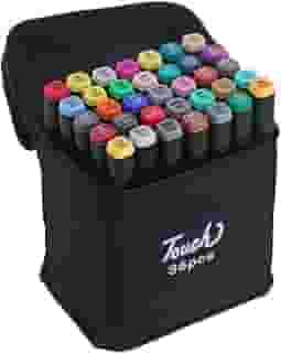 Kit 36 Canetinhas Touch Coloridas Marcador Permanente Para Colorir Bobbie Goods Com Ponta Dupla, Desenho Profissional e Escolar Lettering Com Caixa de Bônus