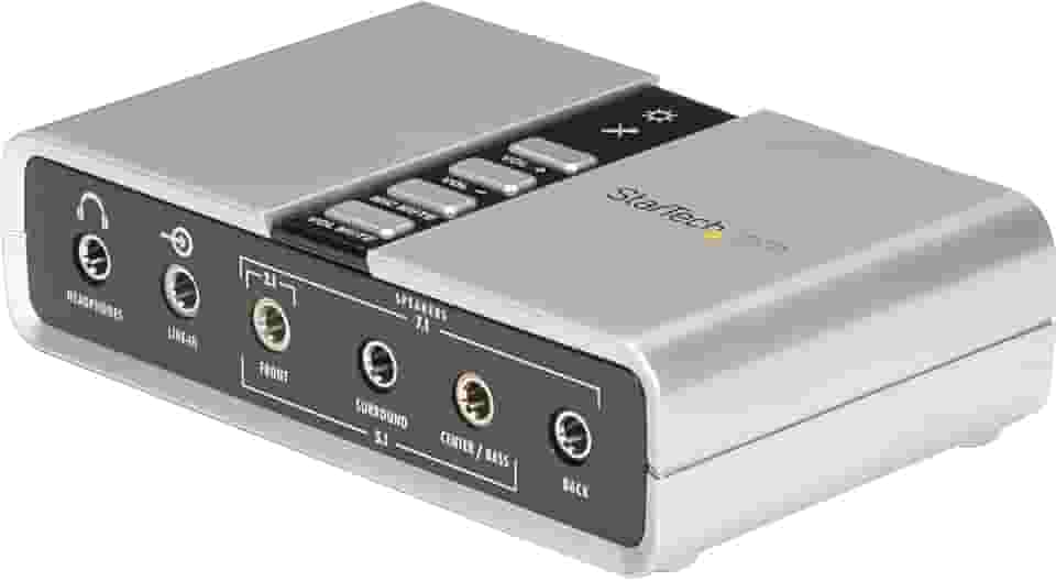 StarTech. Placa de som USB com 7.1 - Placa de som externa para laptop com áudio digital SPDIF - Placa de som para PC - Prata (ICUSBAUDIO7D)