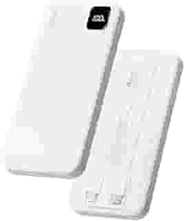 Basike Power Bank, Carregador Portátil Universal 10000mAh, USB-A(até 22.5W)+USB-C(até 20W), com 2 Cabos Integrados (USB-C, Lightning) Carregamento Rápido, Led Indicador de Bateria (Branco)