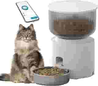 Comedouro para Cães,Comedouro para gatos,3 L Alimentador Automático Pet,APP silencioso e seguro (branco)
