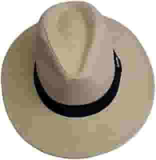 Chapéu Panamá Clássico, Palha Natural com Faixa Preta, Design Teardrop