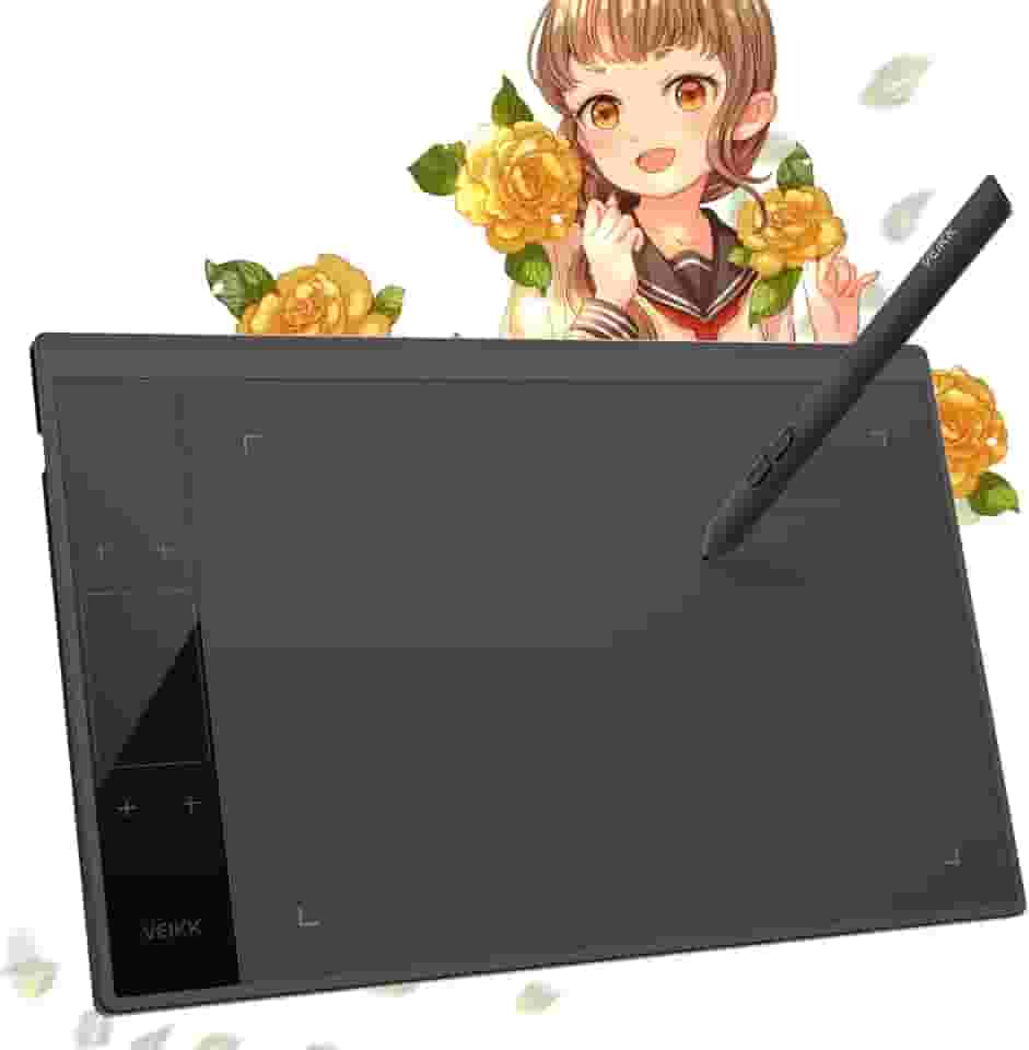 VEIKK Tablet de desenho A30, tablet gráfico de 25 x 15 cm com caneta Stylus sem bateria de 8192 níveis, 4 teclas sensíveis ao toque, 1 touch pad, compatível com Mac/Windows/Android/Linux, ideal para
