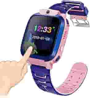 JMEDIC - Relógios Inteligentes para Crianças - Smartwatch com Câmera e Chamada Resistente à Água | Relógio Rastreador GPS com Botão Alarme HD e Tela Sensível ao Toque - Lanterna - Rosa