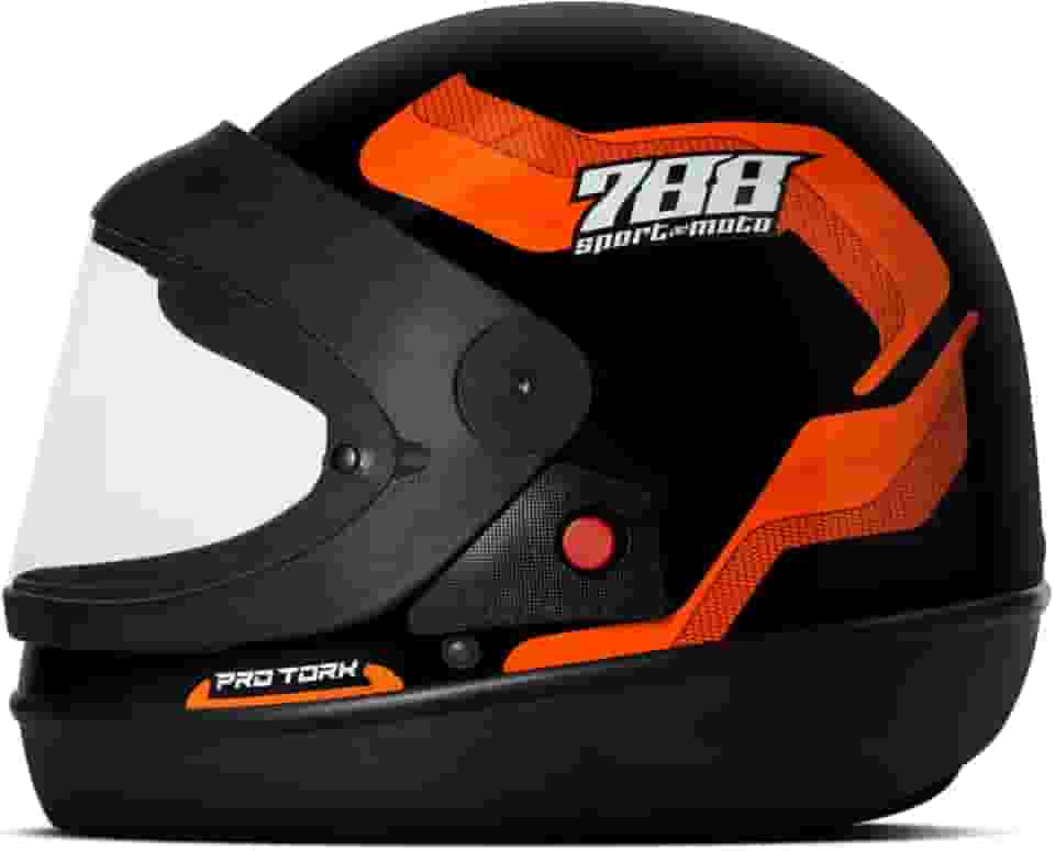 CAPACETE FECHADO PRO TORK SPORT MOTO 788 PRETO - LARANJA TAM. 58