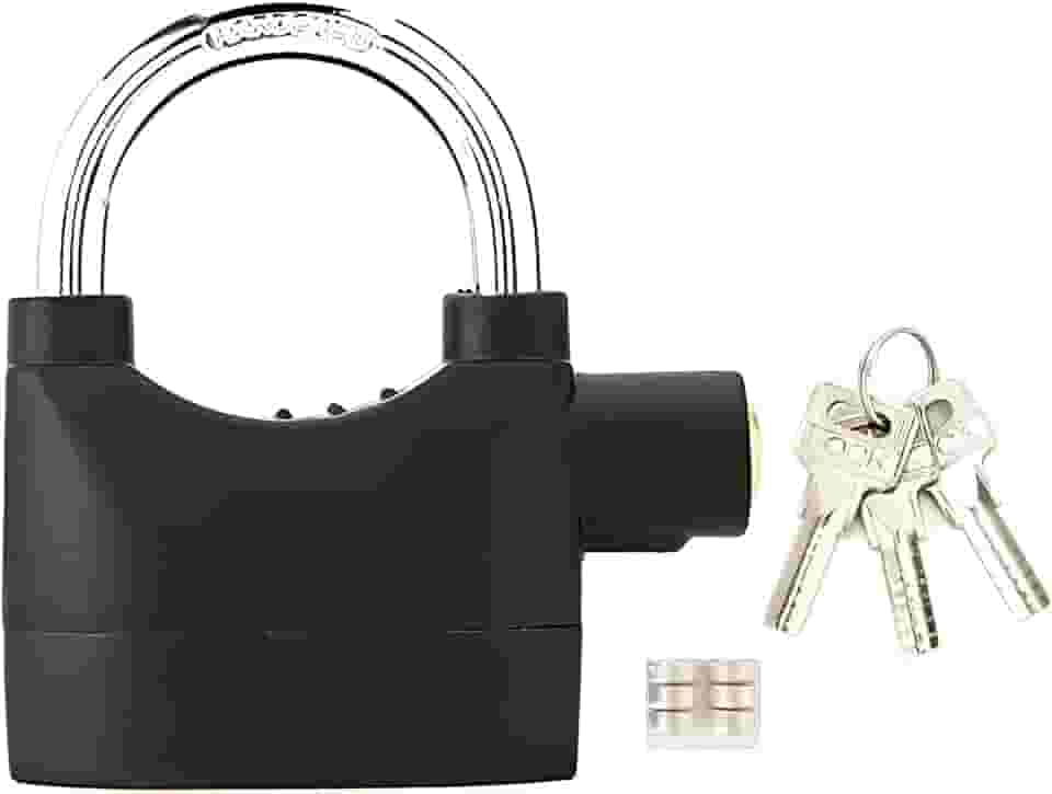 Cadeado Antifurto Com Alarme Sonoro Potente 110db Reforçado Com Detecção de Movimento A prova d'água Trava de Alta Resistência JOJOSEE PRETO