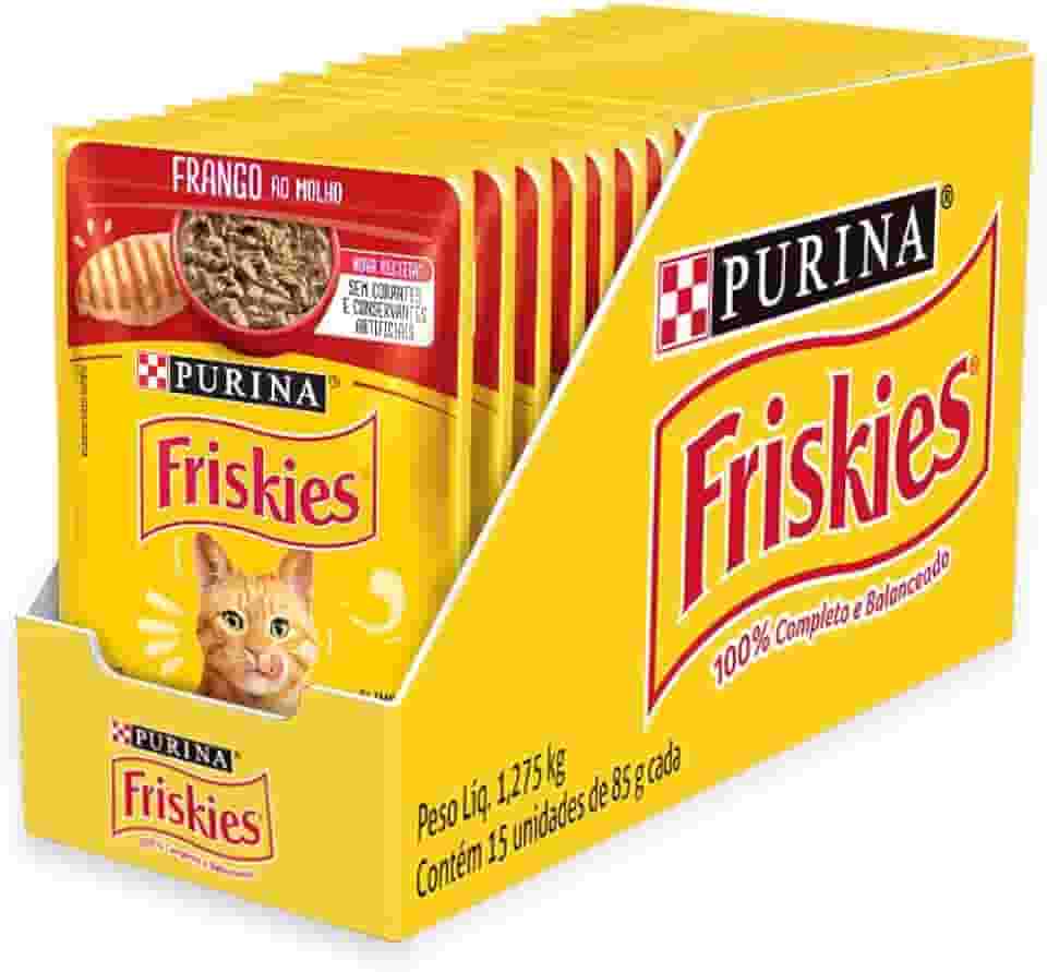 Pack Nestlé Purina Friskies Ração Úmida Para Gatos Adultos Frango Ao Molho - Com 15 Sachês 85g