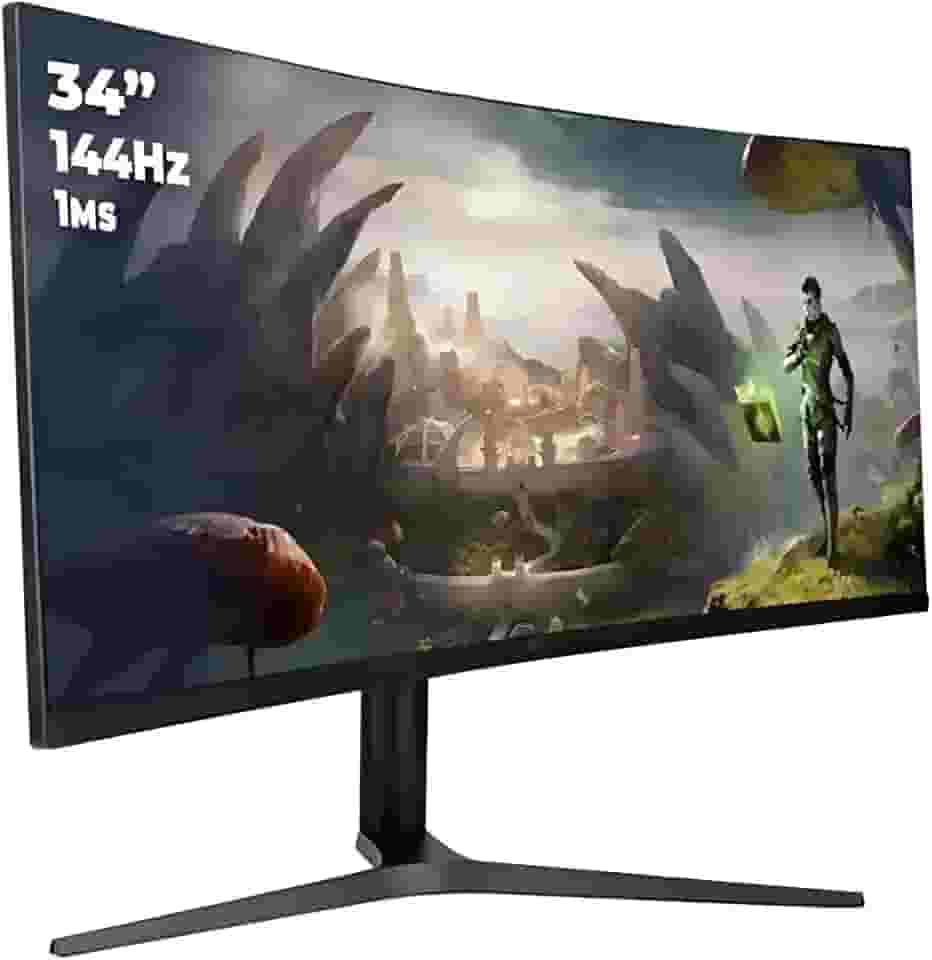 Monitor Gamer Curvo UltraWide 34" 165Hz 1ms Resolução WQHD, 2x Entradas HDMI e DisplayPort com Ajuste Inclinação e Suporte VESA 75x75 mm