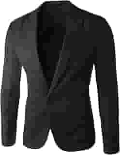 Blazer Azul Masculino de Cor Lisa com Um Botão