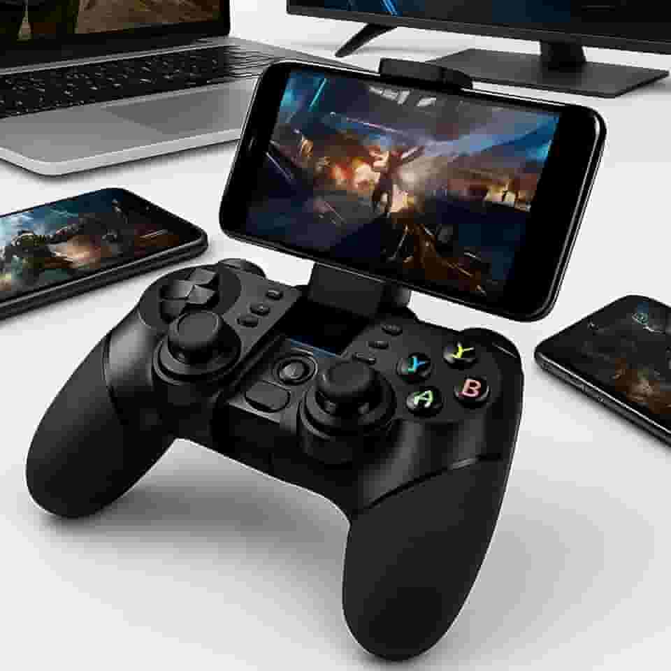Controle Gamer Premium Bluetooth, Recarregável, Com Suporte Para Celular, Compatível Android, iOS, PC, TV, Função Turbo, Marca VARENZIA