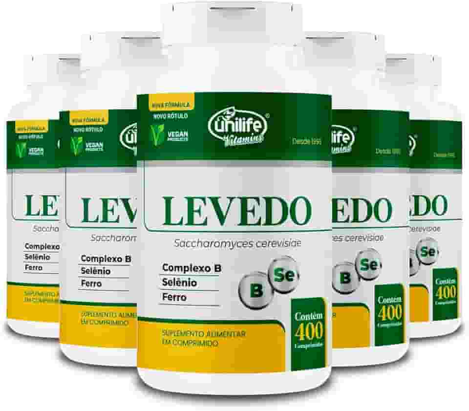 Kit 5 Levedo de cerveja complexo B 400 comprimidos Unilife