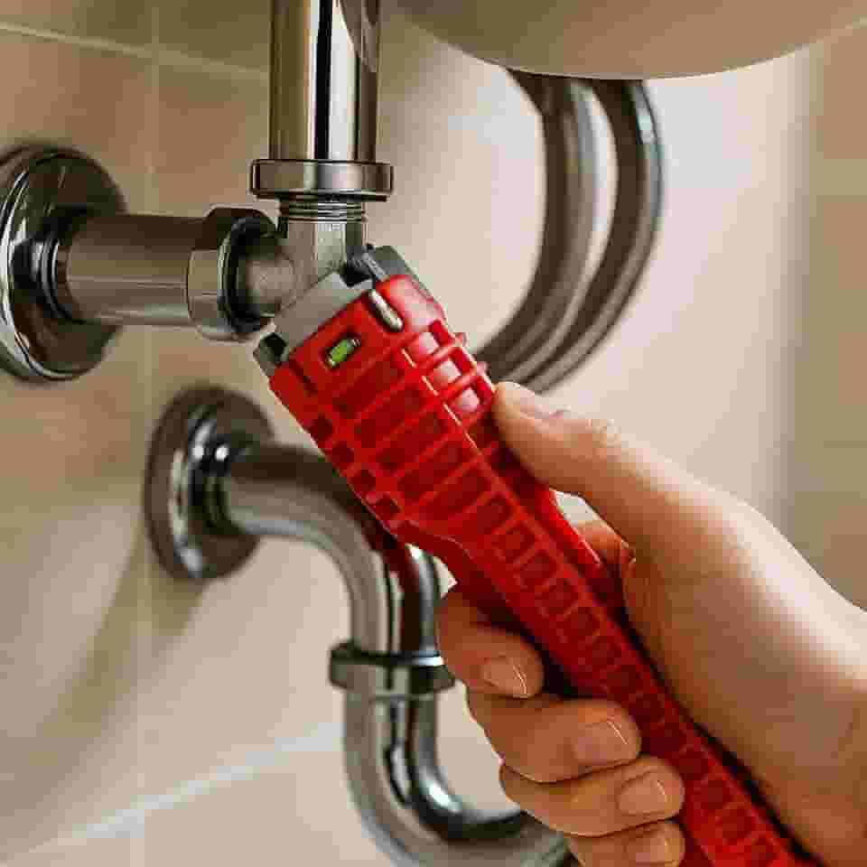 Chave Hidráulica Multifuncional 8 Em 1 Para Torneira, Pia, Registro, Chuveiro, Com Nível, Encaixes Variados, Marca VARENZIA