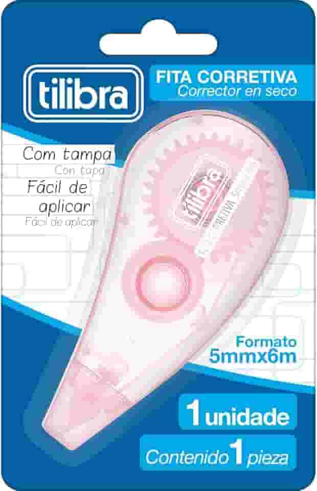 Tilibra - Corretivo em Fita 5mmx6m Rosa Claro - Blister com 1 Unidade