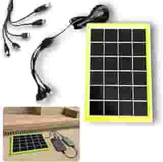 Mini Placa Painel Solar Portátil, 6W, 6V, 27x18cm, 5 Pontas USB, Policristalino