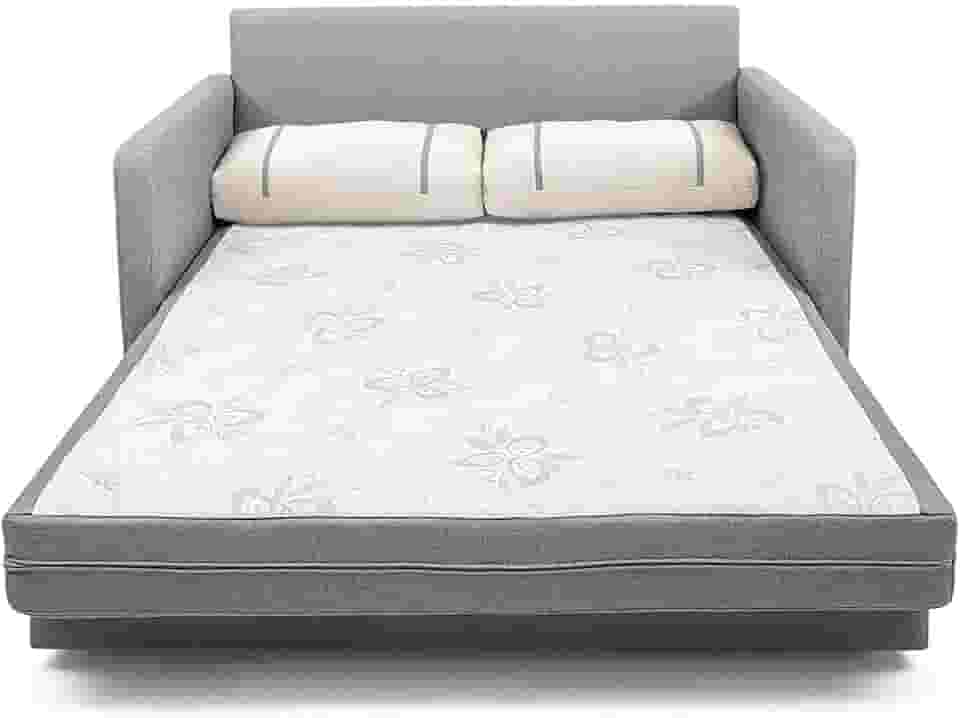 Sofá-cama Herval Aurora, com Colchão de Casal, 2 Lugares, Linho Chumbo