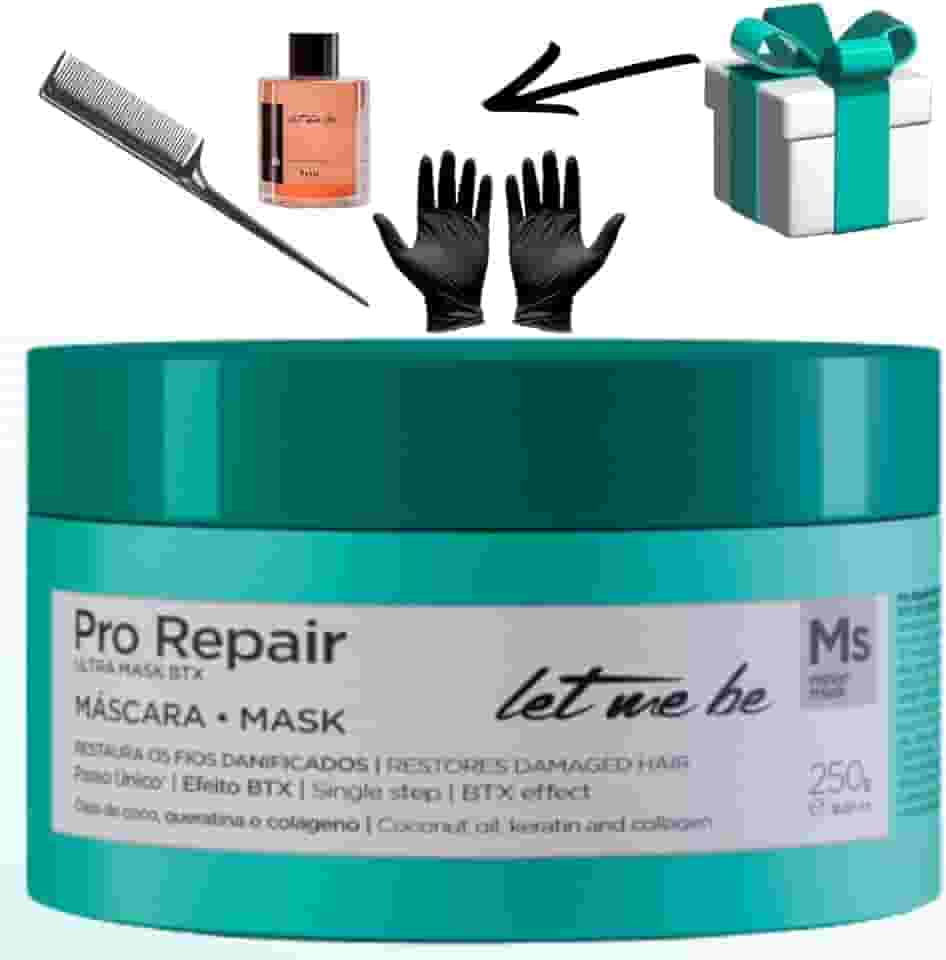 Let Me Be Pro Repair Máscara BTOX Ultra para Cabelos Danificados 250g com Óleo de Coco, Queratina e Colágeno