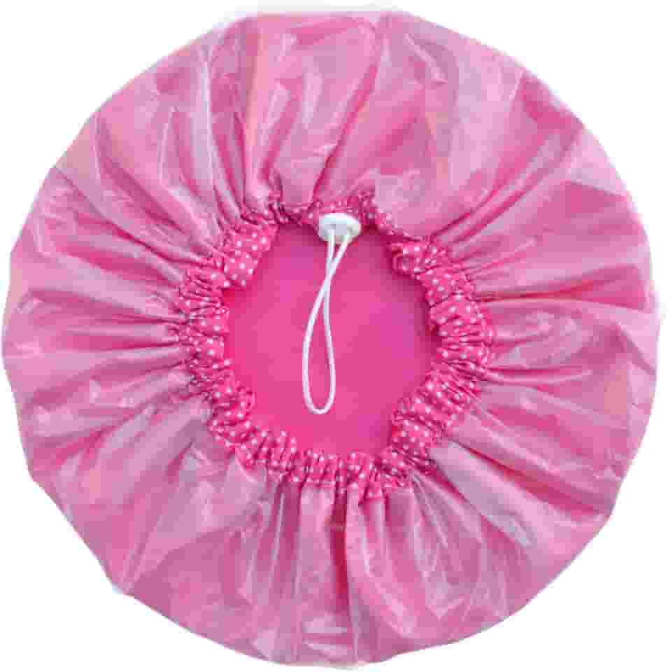 Touca De Banho De Cetim Luxo Ajustável Impermeável Antifrizz (Pink)