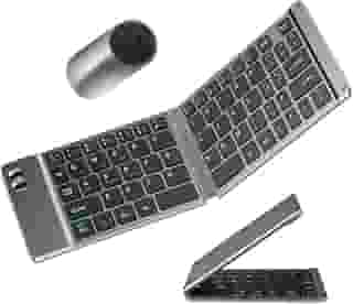 Teclado Dobrável Portátil Bluetooth E Mouse Sem Fio Wireless (Cinza)