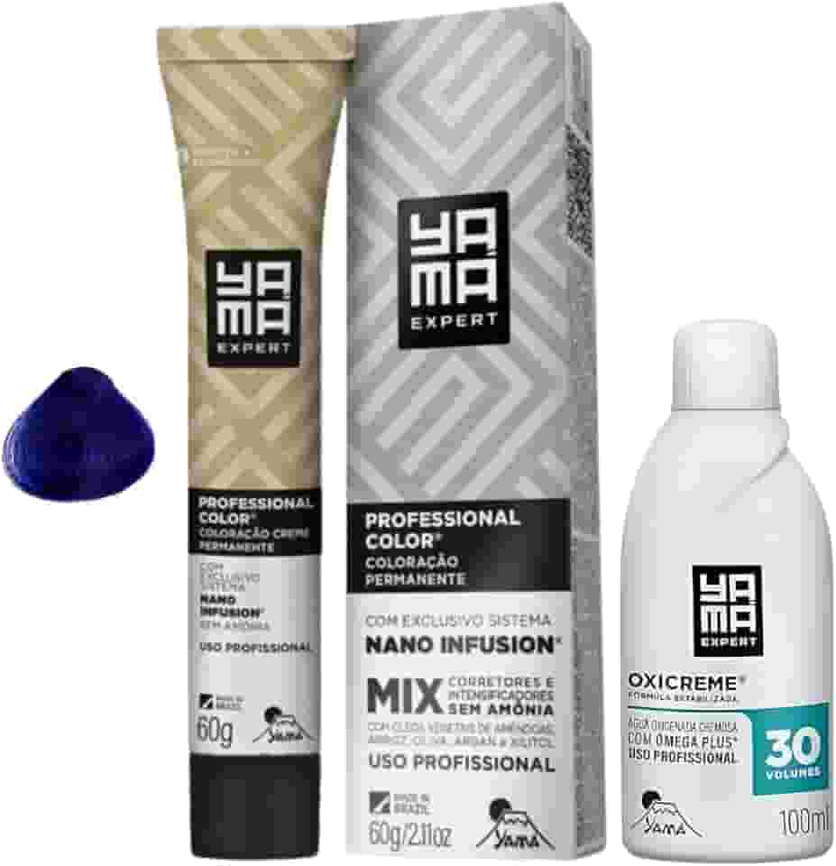 Kit Coloração Yama Nano Infusion Profissional 011 Mix Azul E Ox Cremosa 30vol 100ml