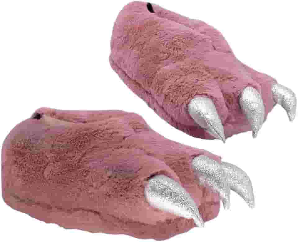 Pantufa 3D Pata De Dinossauro T-Rex Fashion Rosa Garra Prateada