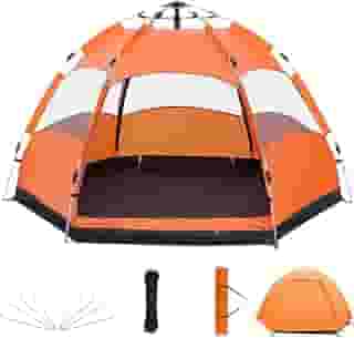 Barraca Pop-Up Automática 4-6 Pessoas, Impermeável, Grande Espaço 270x240x150cm, Montagem Rápida, Proteção UV e Insetos, Inclúi Estacas