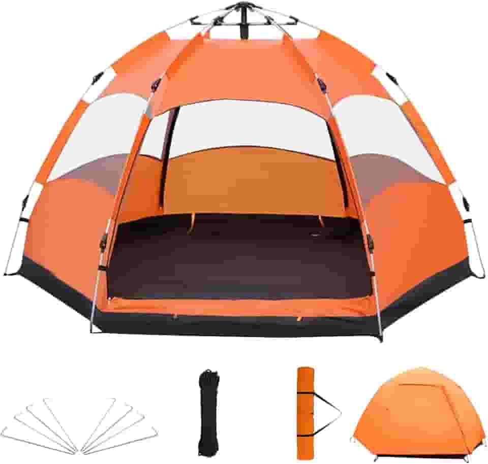 Barraca Pop-Up Automática 4-6 Pessoas, Impermeável, Grande Espaço 270x240x150cm, Montagem Rápida, Proteção UV e Insetos, Inclúi Estacas