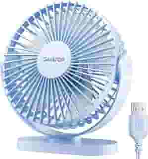 Gaiatop Ventilador de mesa USB, pequeno, silencioso, potente, 3 velocidades, rotação de 90°, mini ventiladores de mesa portáteis pessoais, resfriamento para casa, escritório, carro, viagem, interior