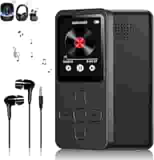 MP3 MP4 Player Portátil MP3 Player Bluetooth Rádio FM Gravador de voz Reprodução de Vídeo Ieitura de Texto Suporte Cartao de Memoria de Até 128 GB (Preto)