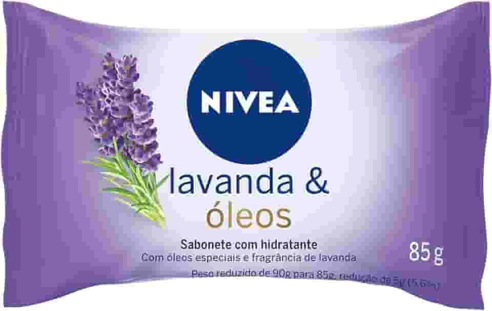 NIVEA Sabonete em Barra Lavanda & Óleos 85g - Limpa e cuida da pele, com óleos vegetais, fragrância intensa, espuma cremosa, hidratação e maciez
