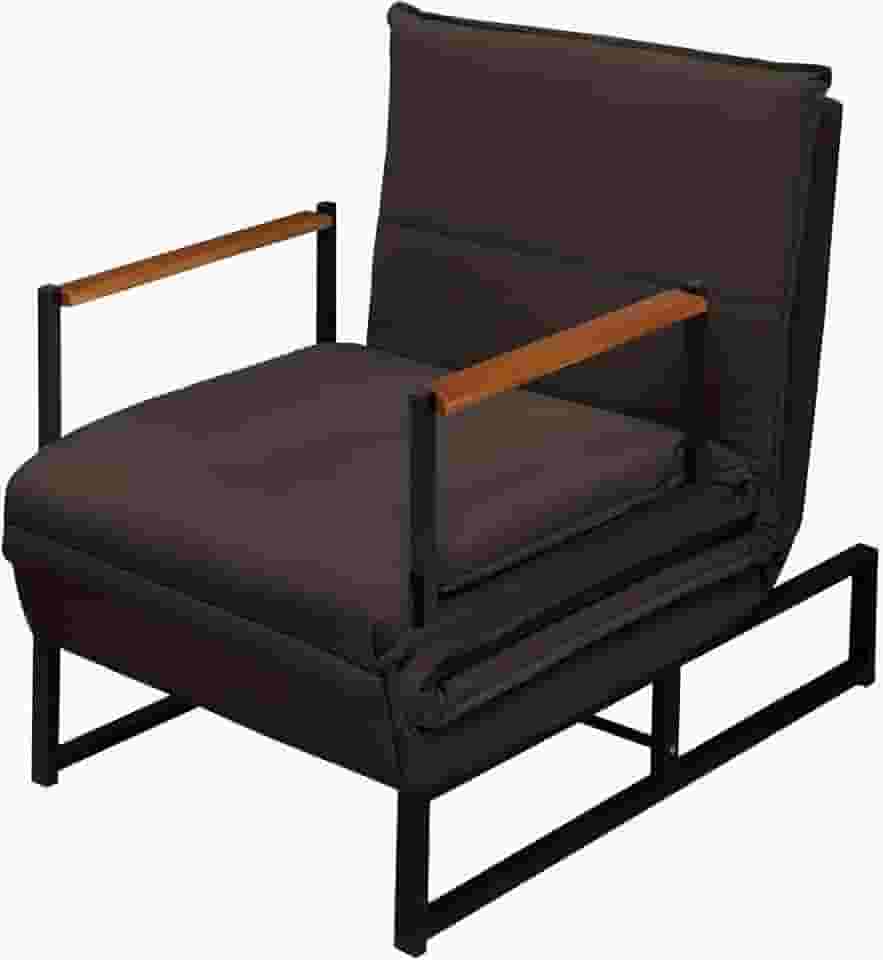 Poltrona Moderna Versati Estofada Descanso do Papai Conforto Premium Reclinável Puff Vira Cama Solteiro Luxo Puff Retrátil Macia Extensão Sala E Quarto Pés Em Aço Escritorio (Marrom)