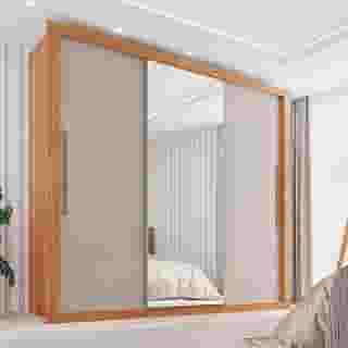 Guarda Roupa Casal 3 Portas com Espelho 4 Gavetas Costa Rica Sallêto Móveis Cinamomo/off-white
