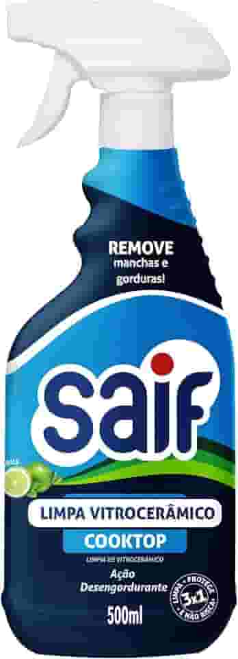 Limpa Vitroceramico Cooktop Com Gatilho Saif 500Ml, Saif, Ação Desengordurante, Azul, Remove Manchas e Gorduras, Maximizando Toda Limpeza