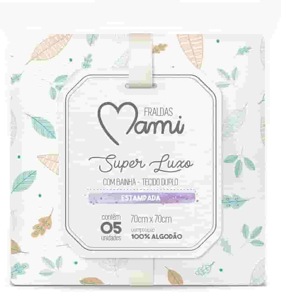 Papi Textil Fralda Super Luxo Mami C/ Bainha Estampada 70Cm X 70Cm Contem 05 Un