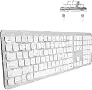 Teclado Macally Ultra Slim USB com fio para Mac – Conveniente Hub de 2 portas USB com 20 teclas de atalho – Teclado Mac de tamanho completo com teclado numérico – Plug & Play para MacBook Pro/Air, iMac – Moldura de alumínio