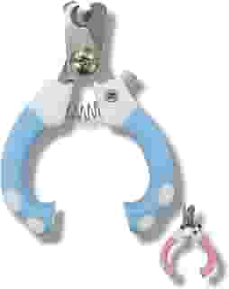 Alicate para Cortar Unhas de Animais de Estimação Pet, Gato, Cachorro, Mola em Aço, Antiderrapante, Limitador de Corte, Trava de Segurança, Cores Rosa e Azul (Azul)