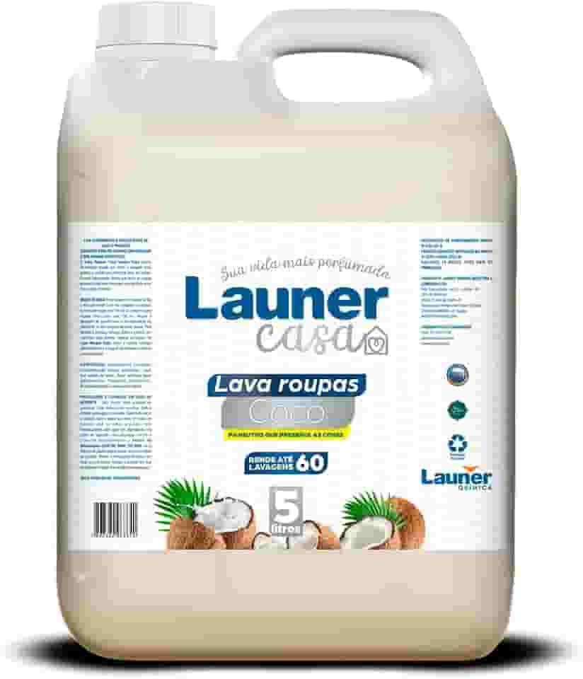 Lava Roupas Coco - Limpeza Profunda, Perfume Natural, Protege Fibras e Roupas Delicadas Launer Casa 5L